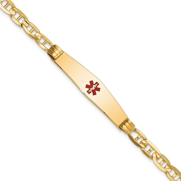 Auriga Fine Jewelry 14K Yellow Gold Soft Anchor Id Bracelet 7 inch for Women(L- 7inch, W- 9mm)