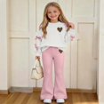 thumbnail image 2 of WAVSUF Long Sleeve Sets for Girls 2 Piece Crew Neck Sweatshirt and Flare Leg Pants Fall Daily Casual Clothes 5, 2 of 8