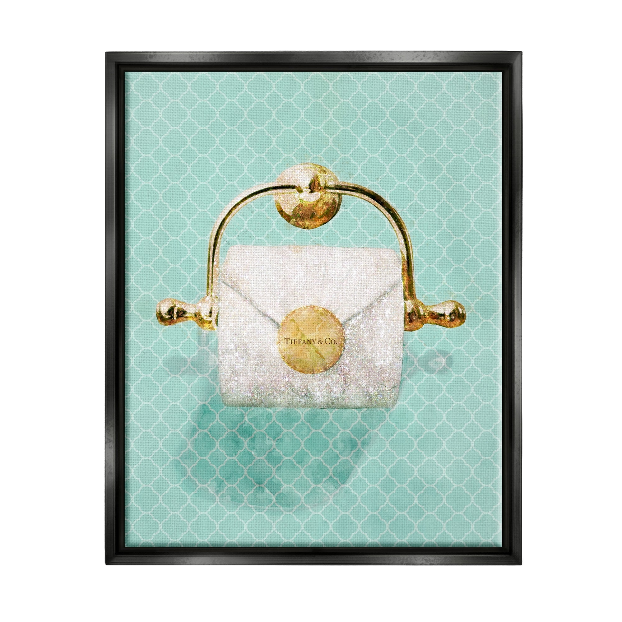 Stupell Industries Fashion Toilet Paper Roll Iconic Blue Designer Glam Luster Gray Framed Floating Canvas Wall Art, 16x20, by Ziwei Li