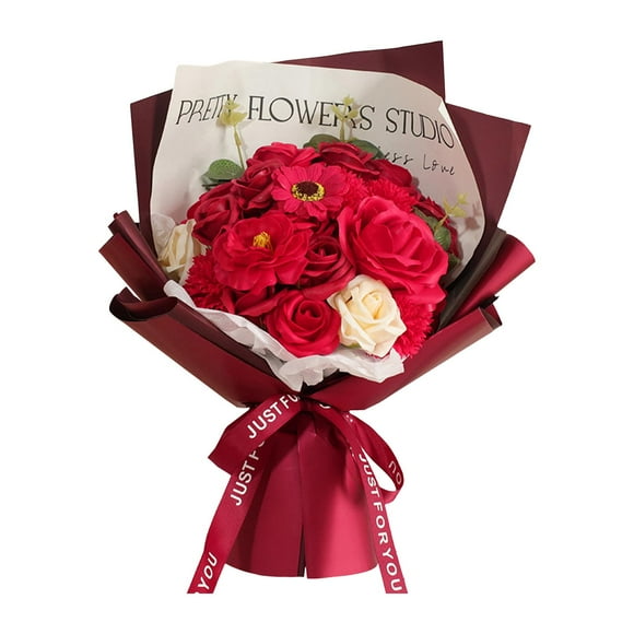 Ramo de flores, jabón, rosa, regalo romántico de cumpleaños, jabón de baño, flores artificiales para fiesta, accesorios de fotografía del Día de la , Rojo