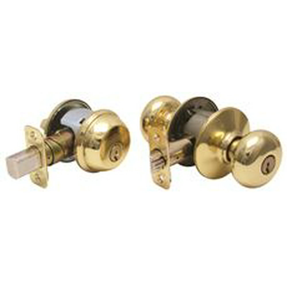 Schlage Plymouth Entry And Deadbolt Combo Set Polished Brass Walmart