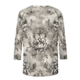 thumbnail image 3 of RXMEKW Haut à Imprimé Floral pour Femmes avec Manches 3/4 et Col Rond, Blouse Décontractée pour Usage Quotidien et Travail, Tissu Polyester Spandex Doux, 3 of 5