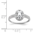 thumbnail image 2 of White Sterling Silver Ring Band Gemstone (04) April Topaz (White) Oval Diamond, 2 of 2