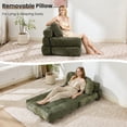 thumbnail image 4 of JONPONY Folding Sofa Bed, Convertible Sleeper Chair with Pillow Foldable Mattress with Back Support, Portable Sleeper Chair Bed Comfort Floor Sofa for Living room Bedroom, Single, Dark Green, 4 of 9