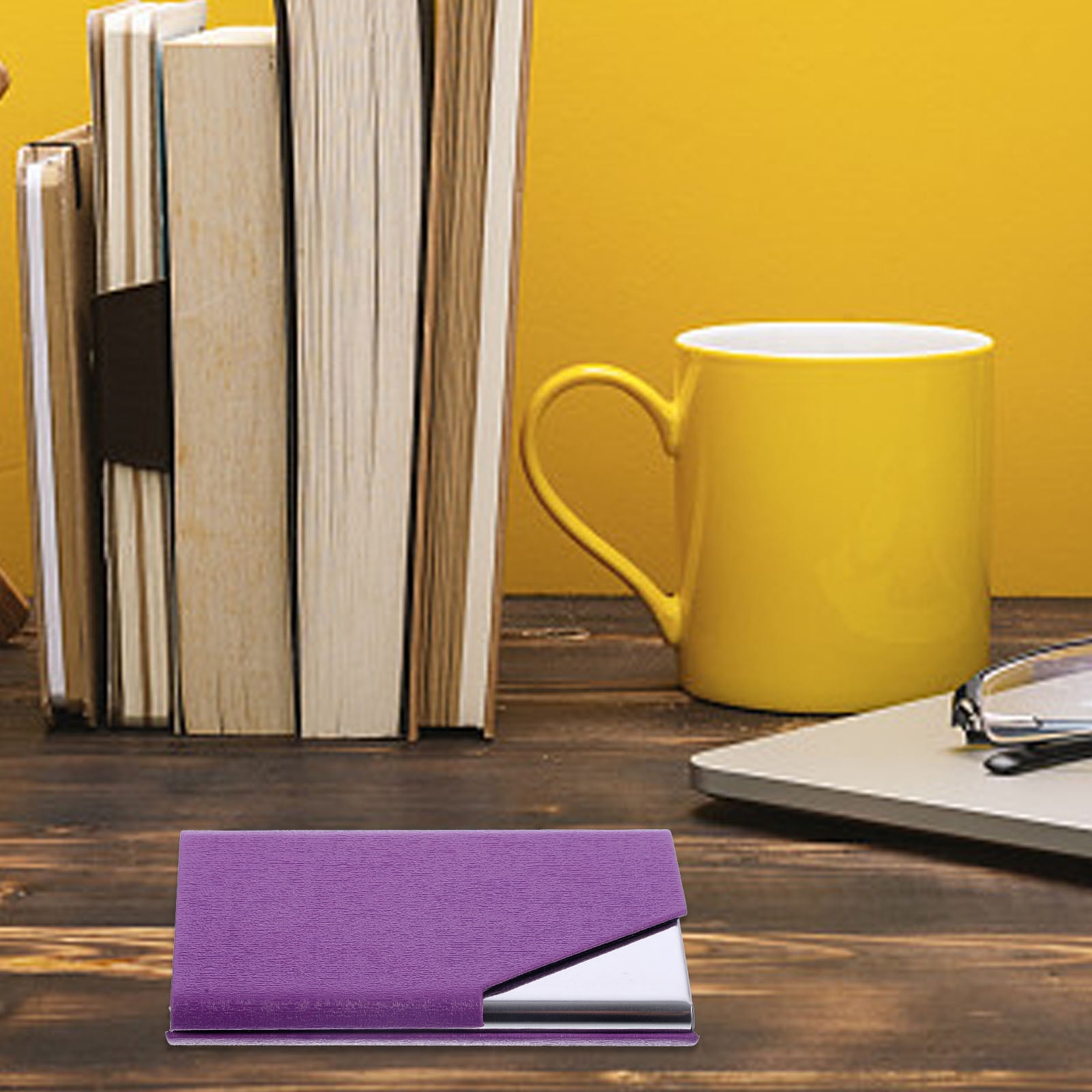CTIRCHIU Stainless Steel and PU Business Card Case Compact Organizer for Office and Travel