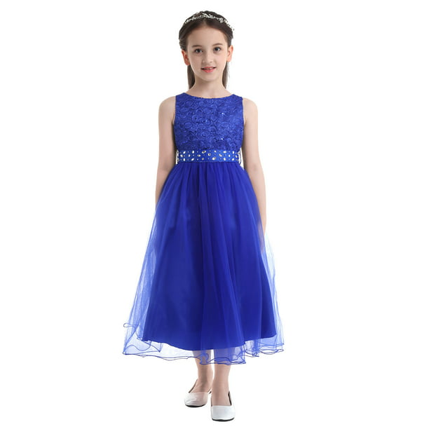 iEFiEL Girls 5 Layered Beading Flower Girl Dress Sequined Bridesmaid Dress,Sizes 2-14 Walmart.com