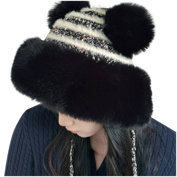 Womens Winter Hat Beanie for Men Womens Winter Pompom Hat Knit Earflap Hat Warm Hat Cap Outdoor Ski Cap