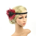 thumbnail image 5 of yunLXY Under $5 Wine Red 1920s Headband 20s Headpiece Ostrich Headpiece with Crystal Women, 5 of 5