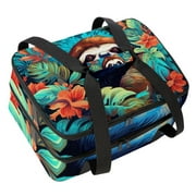 Sloth Double Layered Insulated Lunch Bag with Two Compartments, Large Capacity, Hand-Held, 7.1x11.4x16.1 Inches