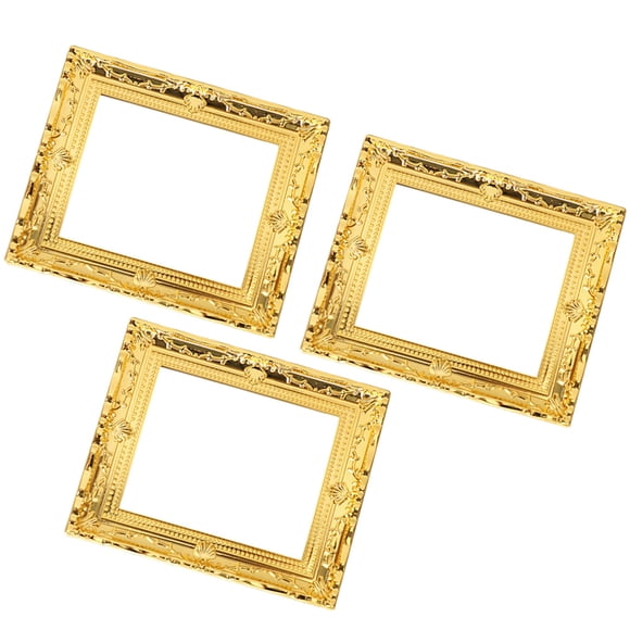 HEALEEP Mini Childrens Picture Frame 3Set Golden Rectangular Plastic Decoration for Kids Room Art 11 8In X 9 7In