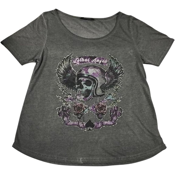 Lethal Threat Sin On Wheels Womens Short Sleeve T-Shirt Gray MD