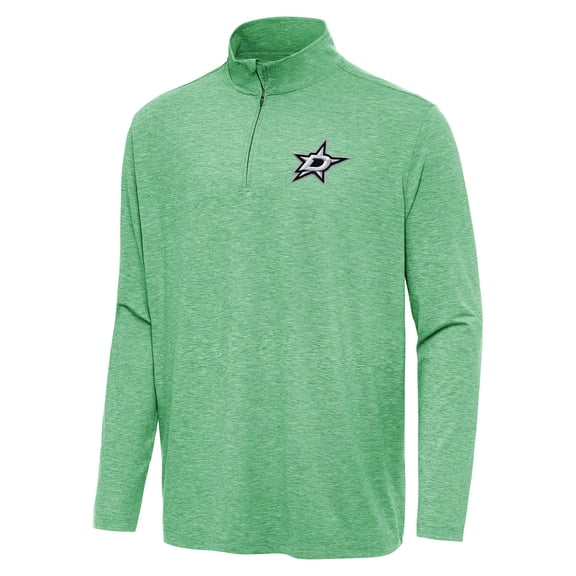 Men's Antigua Heather Kelly Green Dallas Stars Hunk Quarter-Zip Top