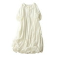thumbnail image 2 of Qulqfy White Womens Dress Puff 3/4 Sleeve Casual Mini Tie Neck High Waist Babydoll Dresses Womens Fall Dresses XXL, 2 of 7