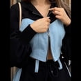thumbnail image 4 of Conjunto Casual de Dos Piezas para Mujer: Sudadera con Capucha y Cremallera de Larga con Bloques de Color + Pantalón de Mezclilla con Cordón Ajustable Negro L, 4 of 7