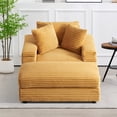 thumbnail image 7 of BUIORD 43.3" Accent Chair with Ottoman, Oversized Corduroy Single Sofa Chair with Pillows, Soild Wood Deep Seat Armchair for Living Room Bedroom, Ginger, 7 of 7