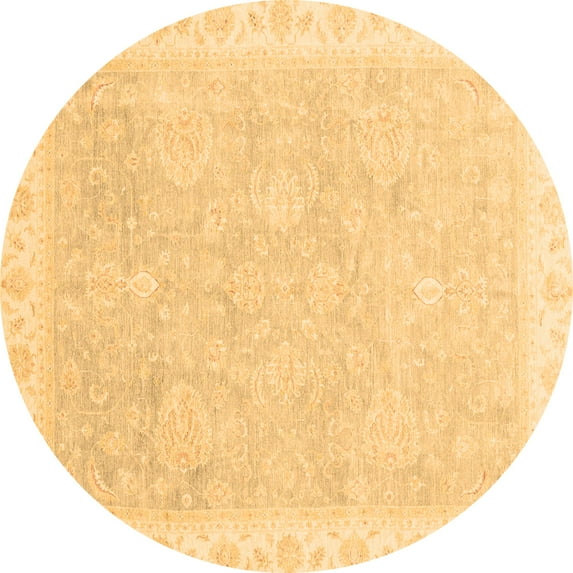 Ahgly Company Indoor Round Oriental Brown Traditional Area Rugs, 4' Round