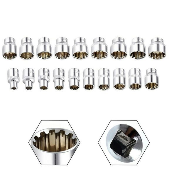 12 Point 12 Point Socket Bit Mirror Short Socket Head 3/8Inch Drive Torx Bit Ratchet Wrench Adapter Torque Spanner 6-24Mm 6Mm Fangkenuo