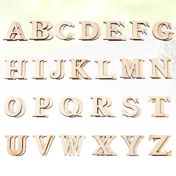 DEMACRIO Rustic Wood Letters Wooden Alphabet Embellishment Wood 52Pcs Creative Party