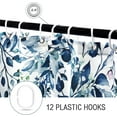 thumbnail image 5 of Long Shower Curtain 84 x 72, Blue Floral Shower Curtain for Bathroom, Watercolor Plant Eucalyptus Leaves Fabric Shower Curtain Set with Hooks, 5 of 6