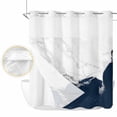thumbnail image 2 of Blue Marble Crack No Hook Shower Curtain Waterproof, Bathroom Curtains with Snap in Liners and See Through Top Window, Modern Abstract Geometric Texture Hotel Style Bathtub Curtains Shower 72"Wx72"L, 2 of 8