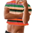 thumbnail image 4 of Yaoyar Mens Graphic Crop Midriff-Baring Short-Sleeved Round Neck Casual Top Printed Design Street Style Comfort Short Sleeve Shirt, 4 of 8