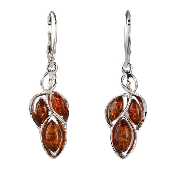 Sterling Silver and Baltic Honey Amber French Leverback Earrings "April"
