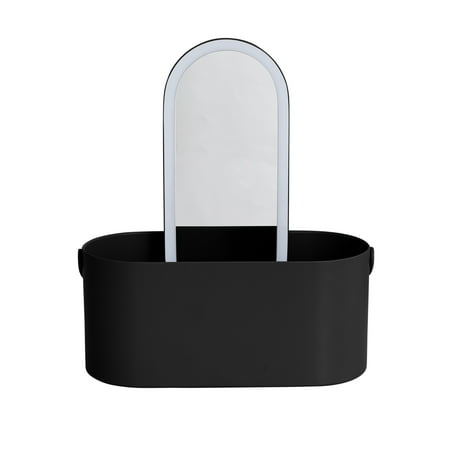 thinkspace beauty storage organizer with led mirror black