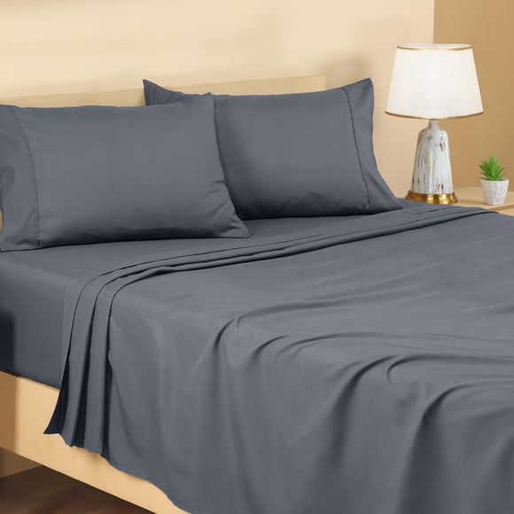 Utopia Bedding King Sheet Set - Brushed Microfiber - Soft Bed Sheets For King Size Bed - Luxury Bedding Sheets With Fitted Sheet, Flat Sheet & 2 Pillow Cases - Deep Pocket (Grey)