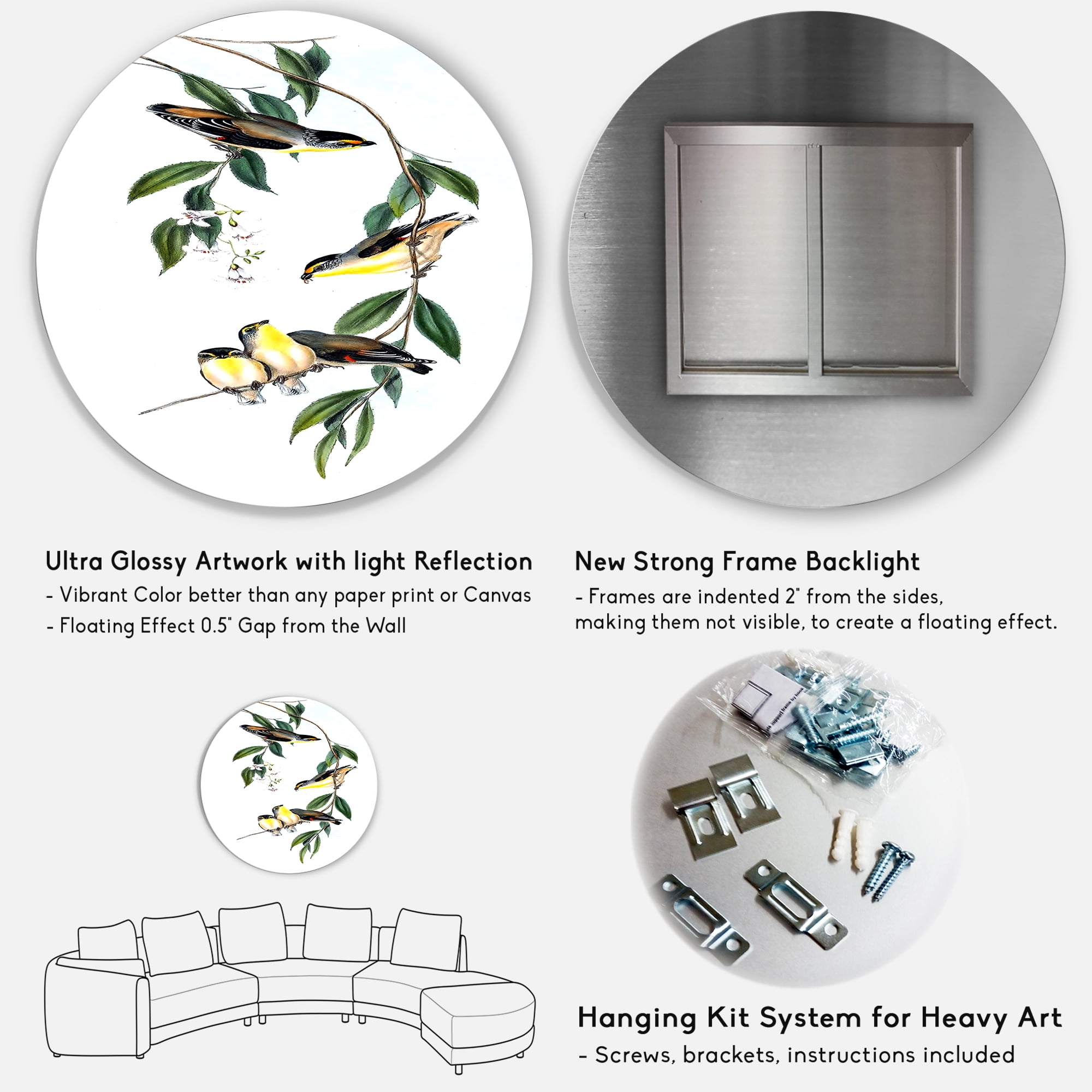 Designart 'Ancient Bird III' Traditional Circle Metal Wall Art 36x36 - Disc of 36