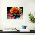 thumbnail image 2 of Nawypu Colorful Rose Wall Art Abstract Graffiti Rainbow Flower Canvas Prints Pictures Decor Modern Watercolor Black Background Painting Artwork for Living Room Bathroom Bedroom Home Decorations, 2 of 6