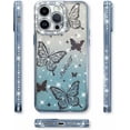 thumbnail image 4 of Magnetic for iPhone 14 Pro Max Case 6.7", Cute Butterfly Pattern, Glitter Bling Diamond Edge Sparkly Cover Screen Protector Gradient Phone Case Camera Protection for Girls Women -Blue, 4 of 6