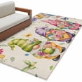 thumbnail image 2 of Watercolor Floral Gnomes Area Rug 4'x6', Spring Garden Butterflies Beige Washable Non-Slip Rugs, Low Pile Large Carpet for Living Room Bedroom Dining Room Kitchen Office Indoor Mat, 2 of 9