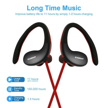ELEGIANT Sports bluetooth Headphones, 4.1V Wireless Headphones Earbuds with Mic AptX Stereo Headset CVC 6.0, Noise Cancelling, IPX5 Waterproof, 17H Playtime for
