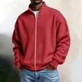 thumbnail image 2 of hoksml Men's Waffle Knit Full Zip Jacket Stand Collar Casual Sweatshirt for Fall Winter Daily Work Outdoor Comfort, 2 of 6