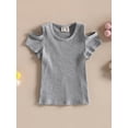 thumbnail image 2 of xiaxaixu Kid Shirts, Manches Courtes Col Rond Tricot Rue Partie Occasionnel Découper Printemps Été Tops pour les Filles, 2 of 8