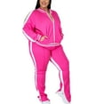 thumbnail image 4 of UKAP Plus Size Two Piece Outfits For Women Jogging Suits Winter Long Sleeve Jogger Set Sport Zip Up Sweatsuits Size L-5XL Rose Red XL, 4 of 6