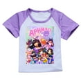 thumbnail image 2 of Girls' short sleeved set APHMAU children's girls' short sleeved T-shirt shorts sports set game cartoon fashion casual set, suitable for children aged 5-13, 2 of 4