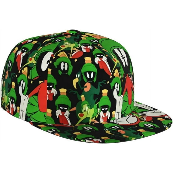 Baseball Cap Marvin Anime The Martian Flat Brim Hat Hip Hop Trucker Hat for Men Women Adjustable Snapback Hat Black