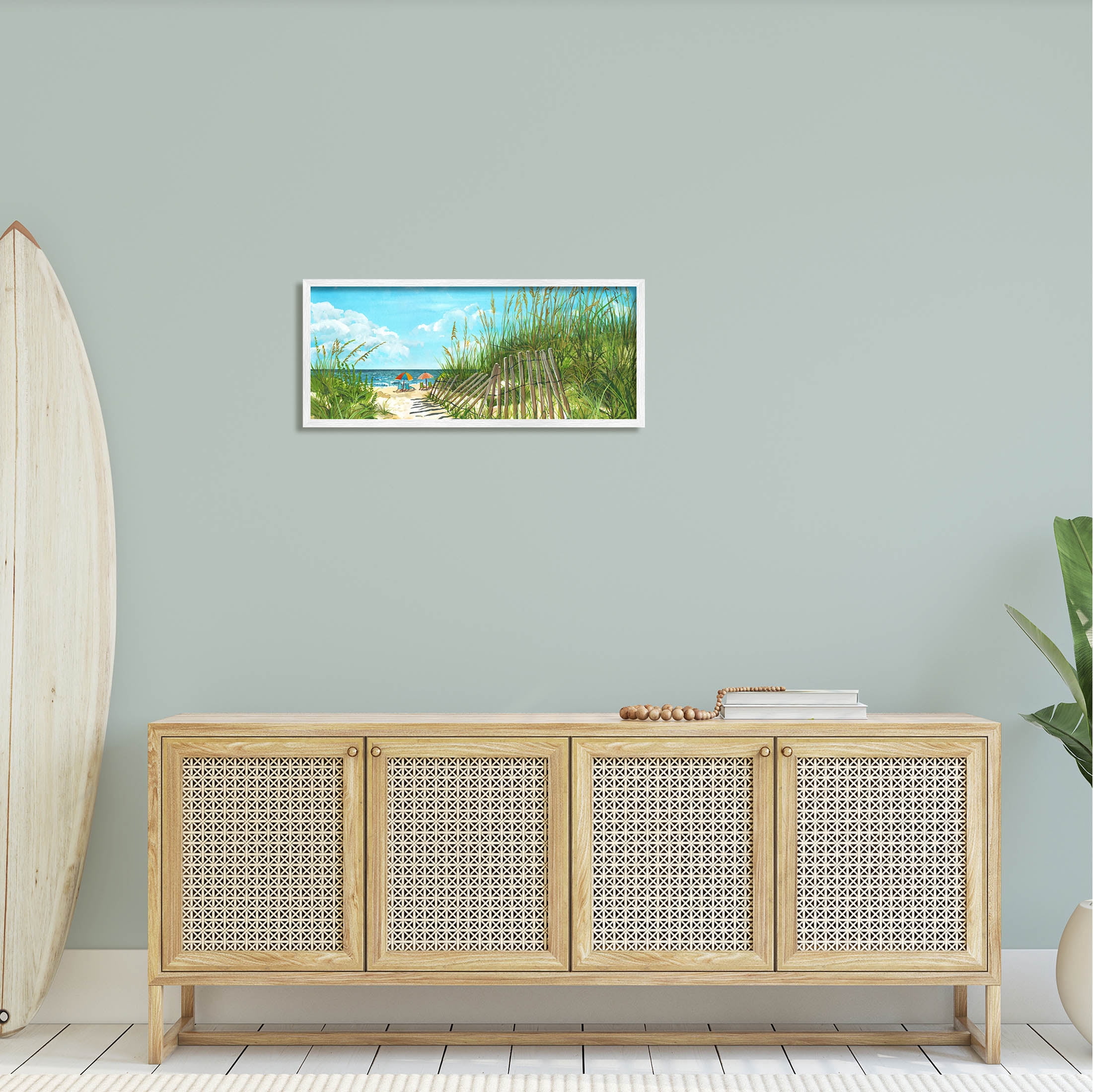 Stupell Industries Sandy Beach Path Landscape Painting White Framed Art Print Wall Art, Design by Erica Christopher