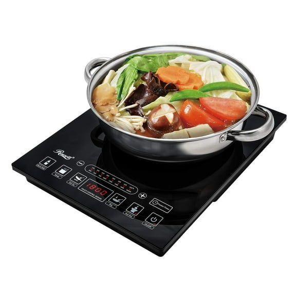 Rosewill 1800W Portal Induction Cooktop Burner | Large Digital Screen Display | 1800 Watt | 5 Pre-Programmed Cooktop Settings | Stainless Steel Pot Included | 10" 3.5 QT - RHAI-15001