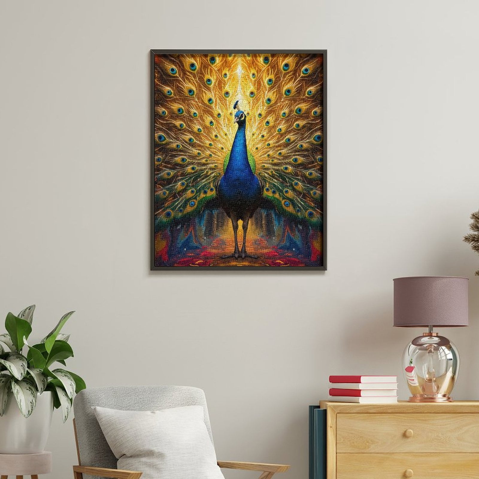 Paint by Numbers Kit for Adults, Peacock Radiant Display In Forest Paint by Numbers, Easy Paint by Numbers Kit for Adults Beginner, DIY Adult Paint by Number Kits on Canvas, Home Decor