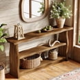 thumbnail image 6 of Finmind Solid Wood Console Table, 63 Inch Rustic Pinewood Entryway Table with Storage Shelves, 3-Tier Sofa Console Behind the Couch for Hallway, Foyer, Living Room, Rustic Brown, 6 of 9