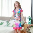 thumbnail image 4 of Jurebecia Girls Nightgowns Unicorn Sleepwear Night Sleep Dress Flutter Sleeve Pajamas Little Kids Toddler Soft Nightgown Rose Red 120 cm 4-5 Years, 4 of 13