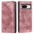 thumbnail image 2 of Case for Google Pixel 8 Wallet Case for Women Girls with Card Holder, Embossed Flower Pattern Magnetic Flip PU Leather Purse Protective Phone Cover for Google Pixel 8, Pink, 2 of 10