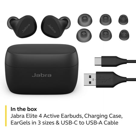 Jabra - Elite 4 Active True Wireless Noise Cancelling In-Ear Headphones - Black