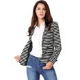 thumbnail image 4 of INSPIRE CHIC Blazer a rayas con cierre de botón y bolsillo con solapa con muesca para mujer Negro XL, 4 of 6