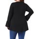 thumbnail image 3 of Blusa de túnica de mujer plus size Agnes Orinda con dobladillo alto-bajo, mangas largas de campana, cuello redondo, top casual acampanado 4X negro, 3 of 6