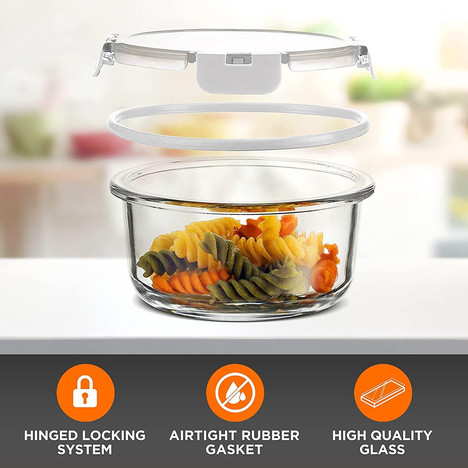 NutriChef 24-Pc Glass Food Storage Containers Stackable Superior Glass Meal-prep Bento Boxes, White
