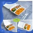 thumbnail image 4 of URBAN BOX CO. 50-Pack 9x9 3-Compartment Compostable Takeout Containers, Eco-Friendly Sugarcane Bagasse, Biodegradable Disposable To Go Boxes, 4 of 6