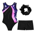thumbnail image 6 of Venjoe Kids Girls 3 Piece Gymnastics Leotards Outfits Sparkling Ballet Dance Unitards with Shorts Hot Pink&Black 12, 6 of 7